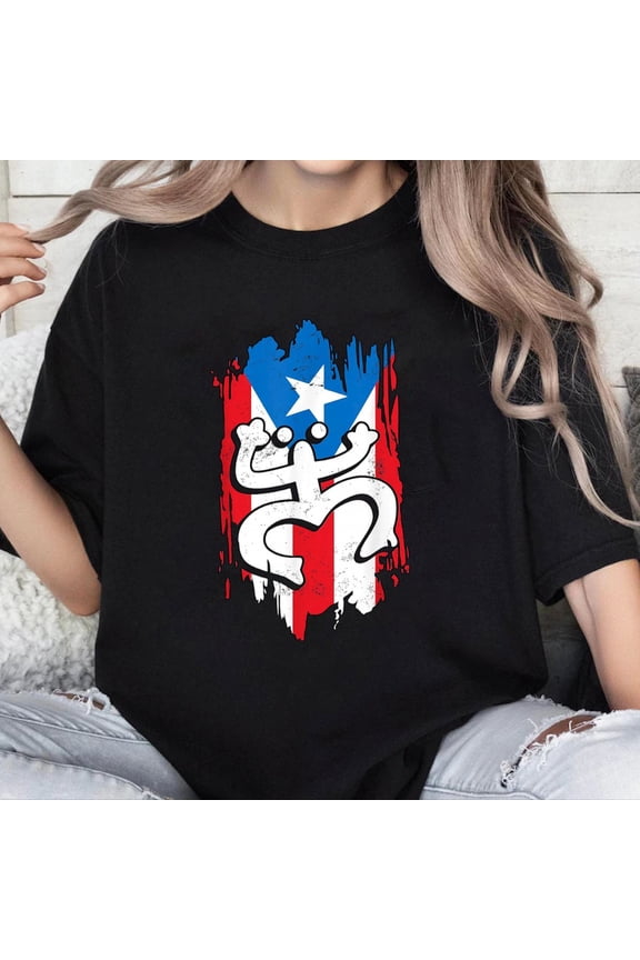 100% Cotton Unisex Puerto Rico Coqui Taino Symbol Puerto Rican Flag Frog Retro T-Shirt