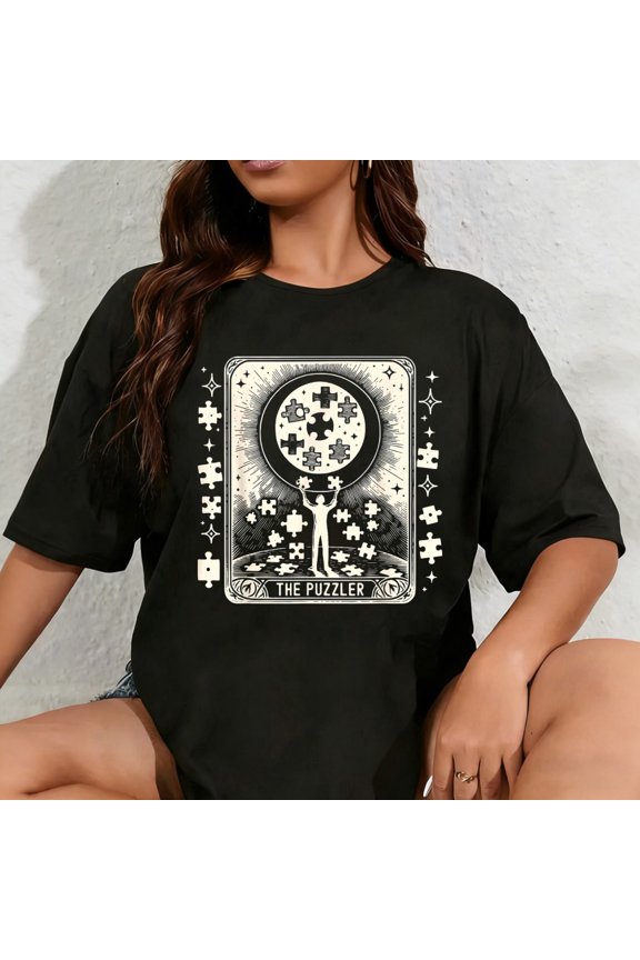 100% Cotton Unisex Puzzler Tarot Card Autism Awareness Be Kind Education T-Shirt