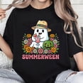 thumbnail image 1 of 100% Cotton Unisex Retro Floral Summerween Ghost Halloween Summer 2026 T-Shirt, 1 of 5