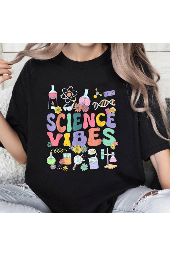 100% Cotton Unisex Retro Groovy Science Vibe Scientist Teacher Nerd Geek Gifts T-Shirt