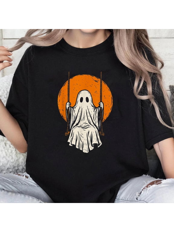 100% Cotton Unisex Retro Vintage Ghost Swing Halloween Costume Men Women T-Shirt