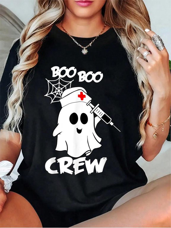 100% Cotton Unisex T Shirt Boo Crew Nurse Halloween Nurse Custom For Nurses T-Shirt