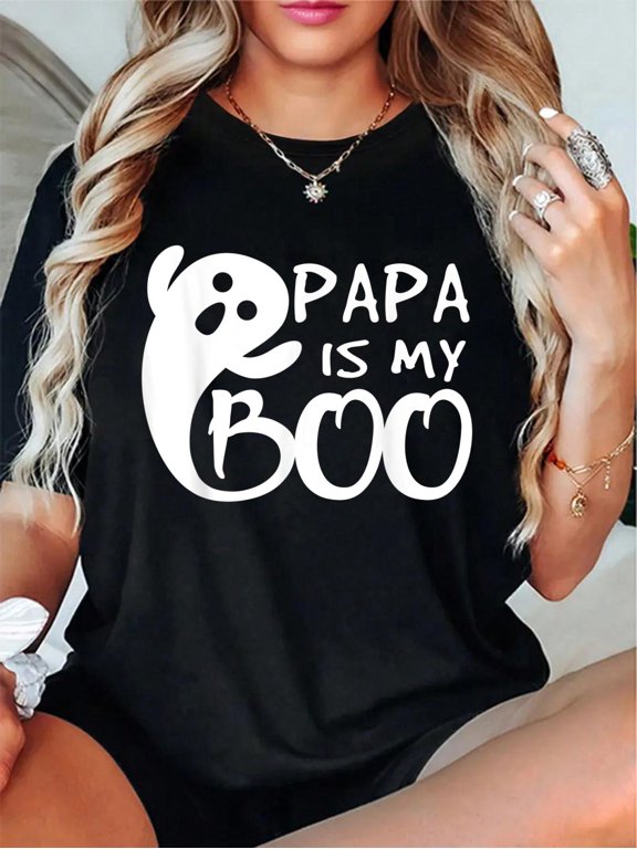 100% Cotton Unisex T Shirt Papa Is My Boo Toddler Teen Halloween Boo Ghost T-Shirt