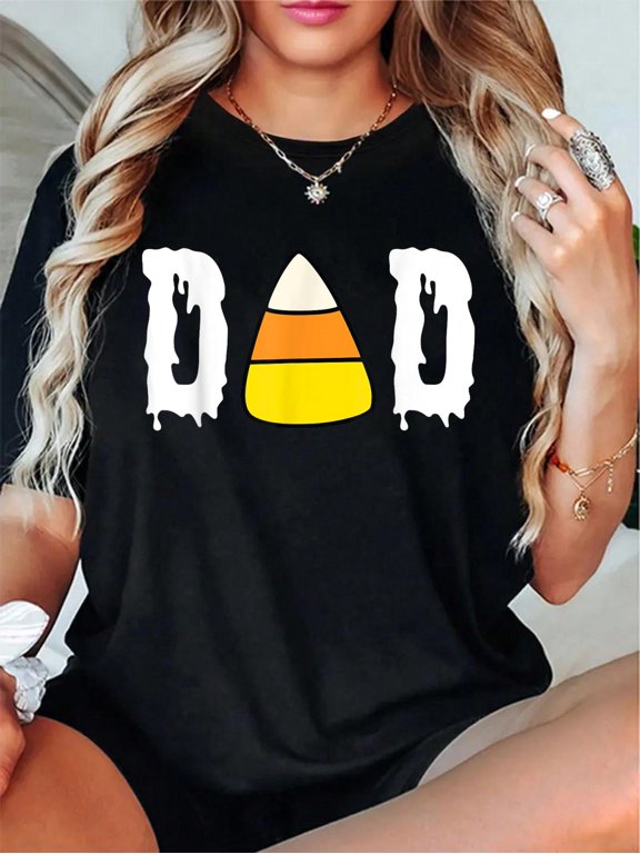 100% Cotton Unisex T Shirt Simple Halloween for Lazy Dad - Candy Corn T-Shirt