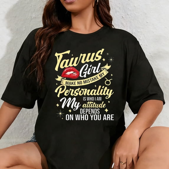 100% Cotton Unisex Taurus Girl Horoscope April & May Birthday Zodiac Sign T-Shirt