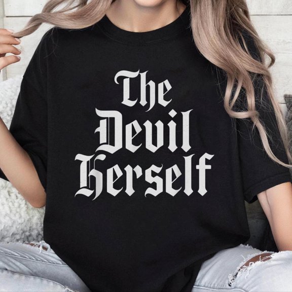 100% Cotton Unisex The Devil Herself Dark Feminine Occult Humor Design T-Shirt
