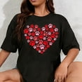 thumbnail image 1 of 100% Cotton Unisex Valentines Day Dogs Paw Print Heart Pet Dog Lover Owners T-Shirt, 1 of 5