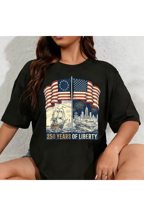 100% Cotton Unisex Vintage 250 Years American 1776-2026 250th Birthday USA T-Shirt