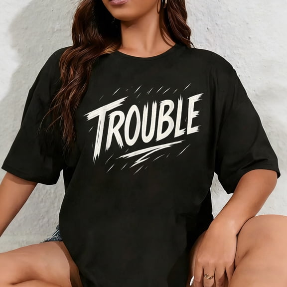 100% Cotton Unisex Where I Go Trouble Follows Funny Couple Matching Trouble T-Shirt