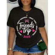 100% Cotton Vacation 2025 Matching Group T-Shirt, Friends Trip Graphic Tee for Men and Women, Travel Squad Shirt, Summer Holiday Casual Short Sleeve Top, Family Friends Gift T-Shirt