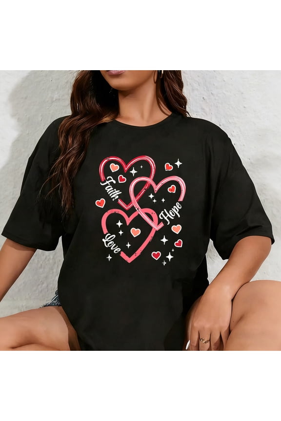 100% Cotton Valentines Day Faith Love Religious Christian Women Men Kids T-Shirt