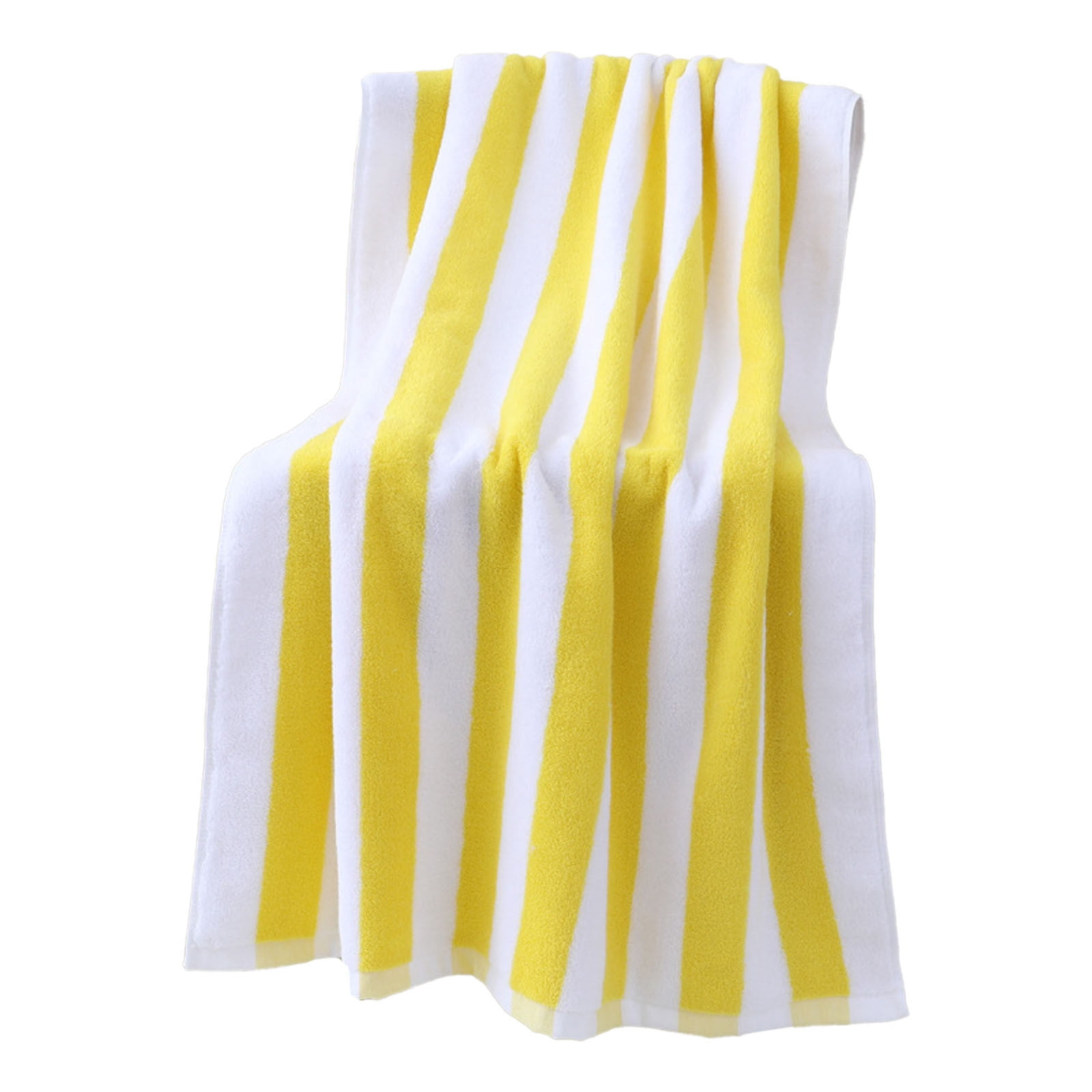 Black & White Brands 4-Piece Velour Beach Towel Set - 30"x60", 425 GSM, Indigo Blue & Canary Yellow Stripe