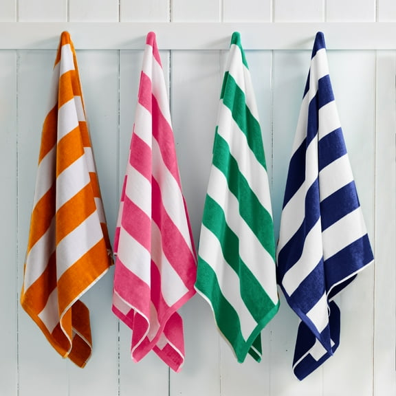 100% Cotton Cabana Striped Beach & Pool Towels - 4 Pack, 30" x 60"