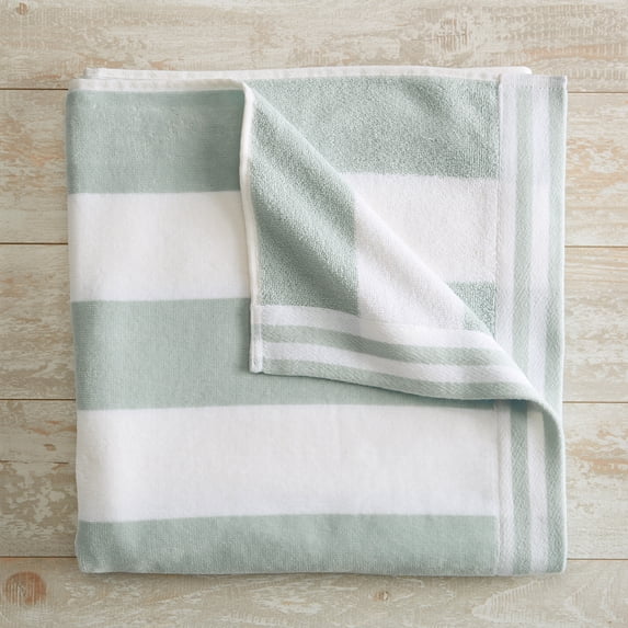 100% Cotton Cabana Stripe Oversized Beach & Pool Towel (Single Oversized- 35" x 70", Light Blue)