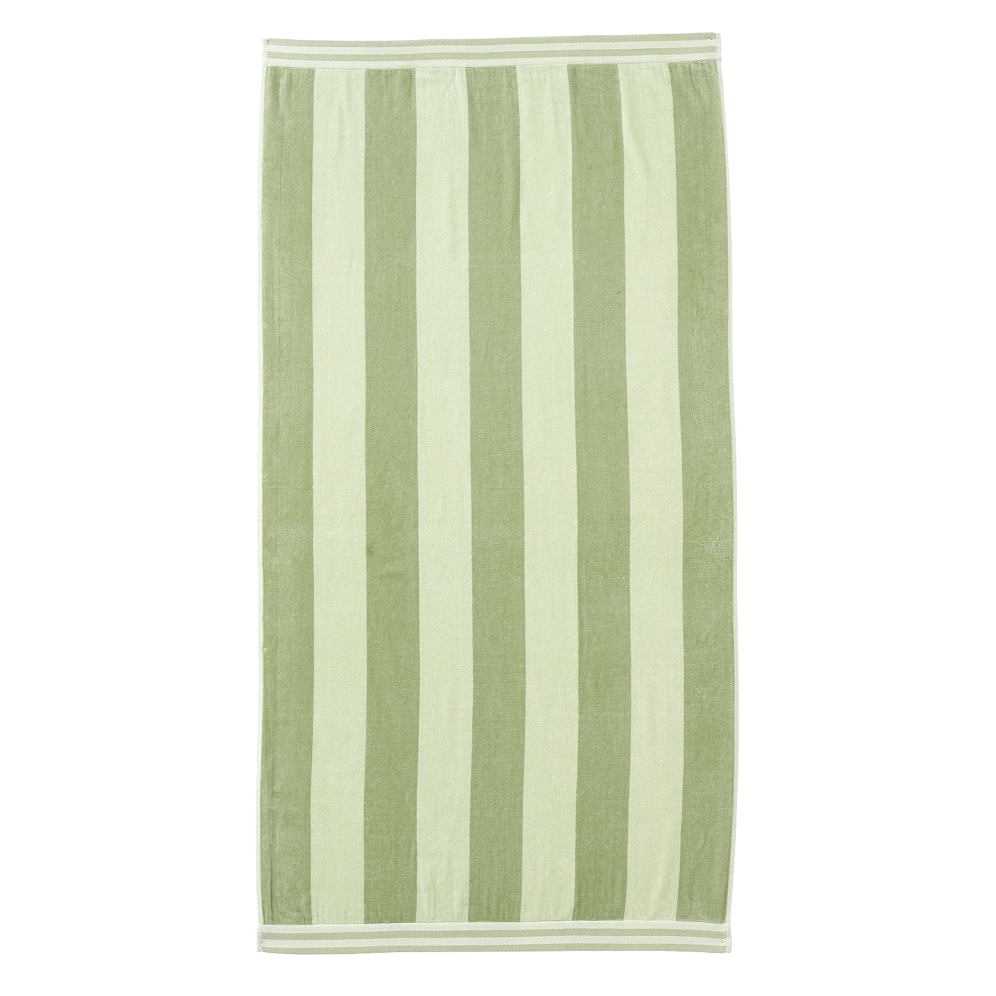 Eucalyptus Green Cotton Cabana Striped Oversized Beach Towel