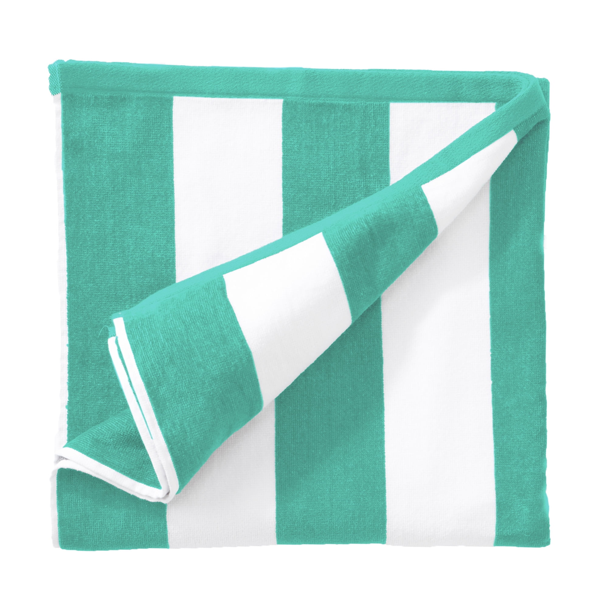 100% Cotton Cabana Striped Oversized Beach & Pool Towels (35" x 70", Teal)