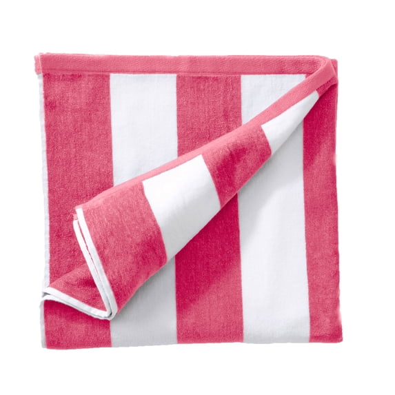 100% Cotton Cabana Striped Oversized Beach & Pool Towels (35" x 70", Bright Pink)