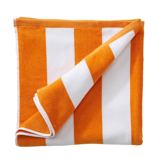 100% Cotton Cabana Striped Oversized Beach & Pool Towels (35" x 70", Orange)