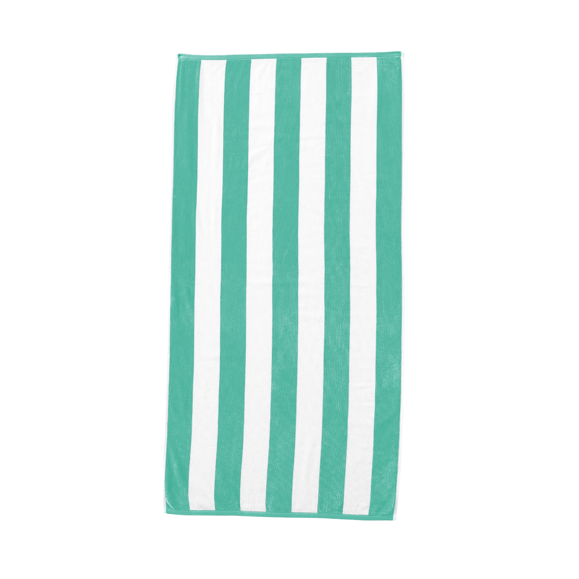 Oversized Teal and White Cotton Cabana Beach Towel