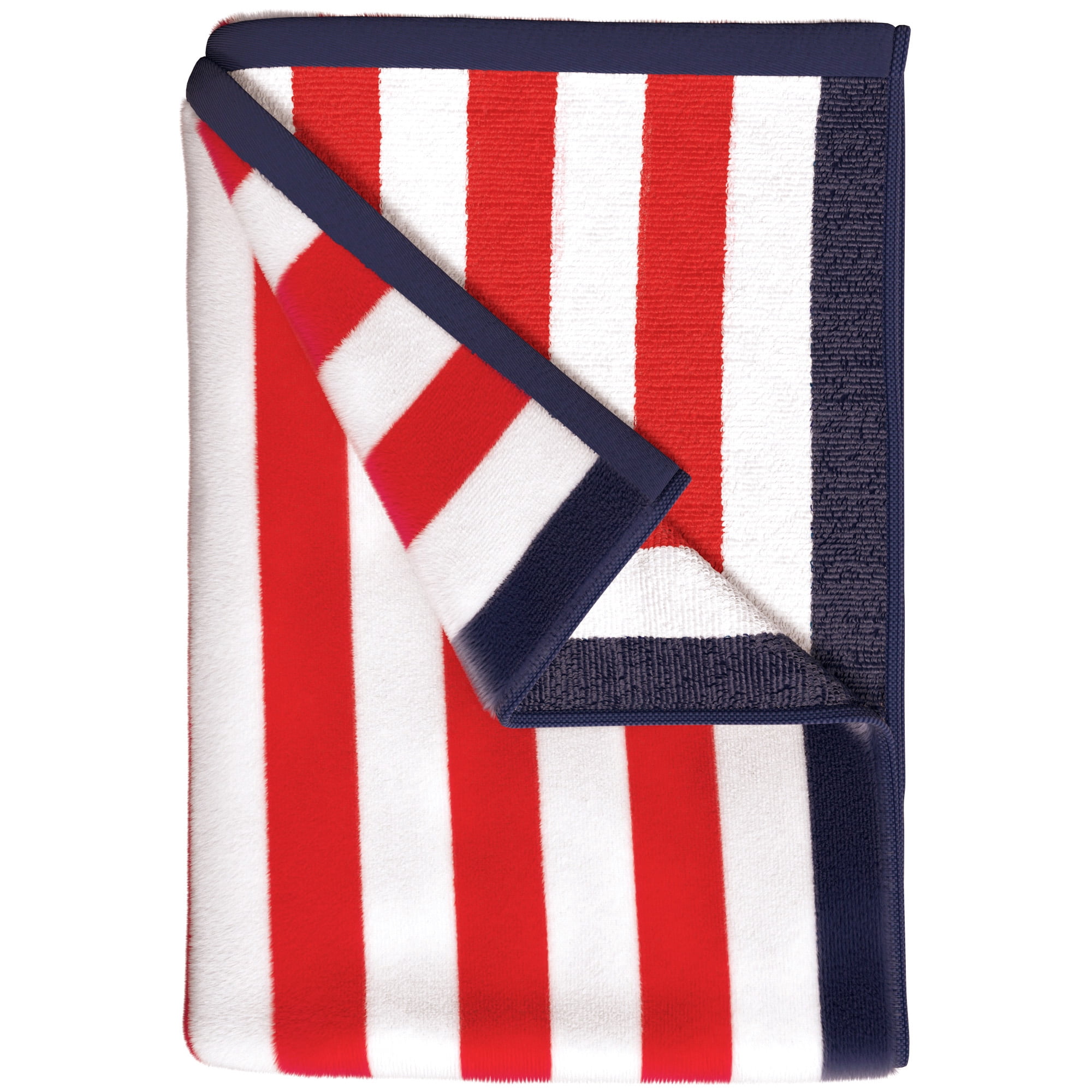 100% Cotton Velour Stripe Border Oversized Beach & Pool Towels - 35" x 70"