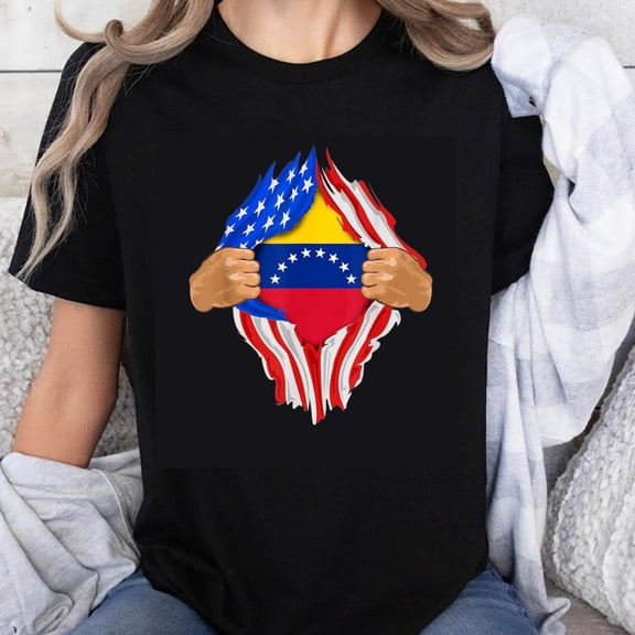 100% Cotton Venezuela Flag Torn Shirt Design