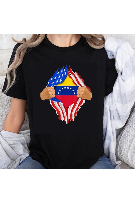 100% Cotton Venezuela Flag Torn Shirt Design