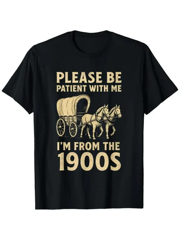 100% Cotton Vintage 1900s Retro Dad T-Shirt, Funny Century Themed Graphic Tee for Fathers Day, 100% Cotton Unisex Crewneck Short Sleeve, Classic Old School Humor S Golf Gift T-Shirt For Men and Women
