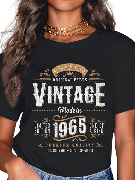 100% Cotton Vintage 1965 60th Birthday Gifts Women Men 60 Year Old T-Shirt