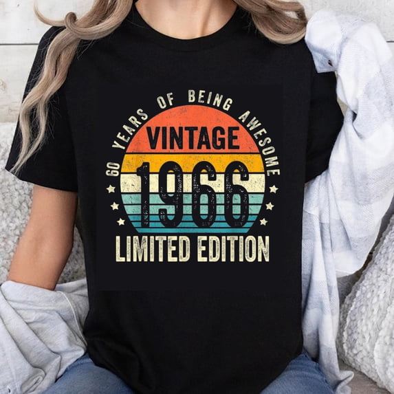 100% Cotton Vintage 1966 60 Years Of Being Awesome Limited Edition Birthday Gift For Men Women T-Shirt