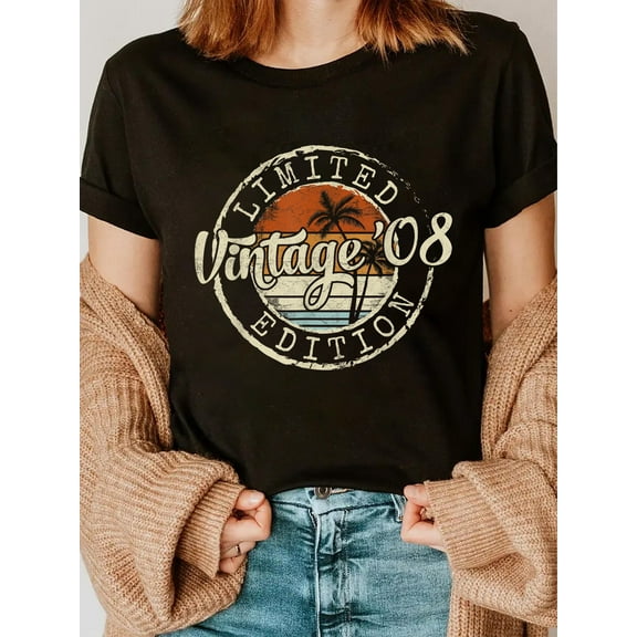 100% Cotton Vintage 2008 17th Birthday Gifts For Boys Girls 17 Year Old T-Shirt