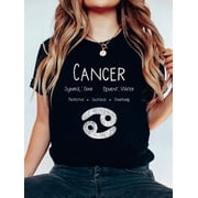 100% Cotton Vintage Cancer Zodiac Sign - Astrology Horoscope Birthday T-Shirt Womens Graphic Tee Casual Tops