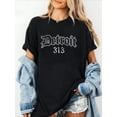 thumbnail image 1 of 100% Cotton Vintage Detroit 313 T-Shirt Summer Tees Women, 1 of 6