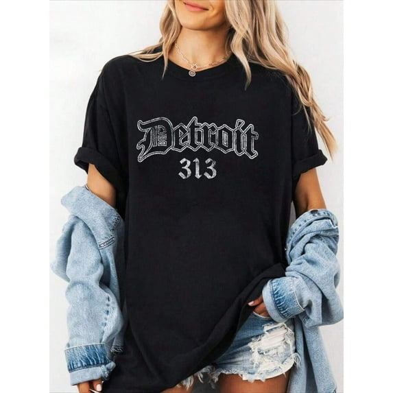 100% Cotton Vintage Detroit 313 T-Shirt Summer Tees Women