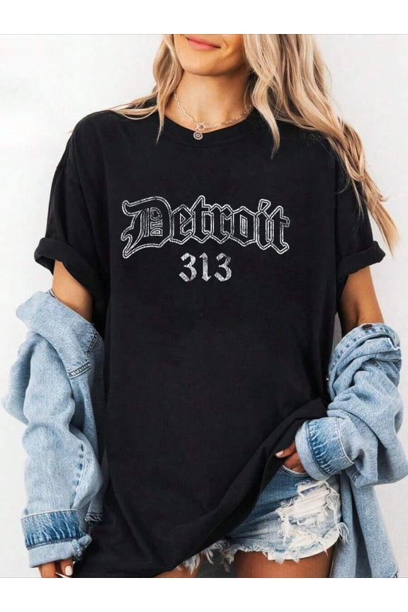 100% Cotton Vintage Detroit 313 T-Shirt Summer Tees Women