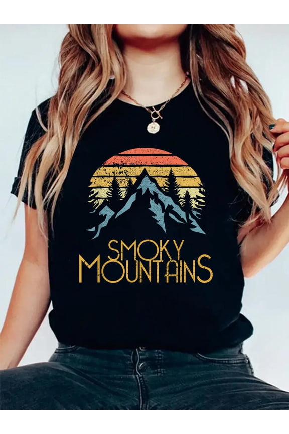 100% Cotton Vintage Great Smoky Mountains National Park GSMNP T-Shirt Women's Men's Graphic Tee Casual Tops