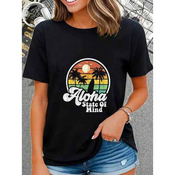 100% Cotton Vintage Hawaii Aloha State Hawaiian Beach Surfing Surf Gift T-Shirt