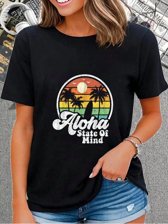 100% Cotton Vintage Hawaii Aloha State Hawaiian Beach Surfing Surf Gift T-Shirt