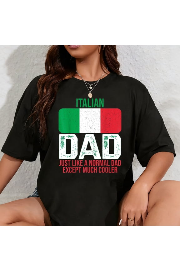 100% Cotton Vintage Italian Dad Italy Flag Design For Father's Day T-Shirt