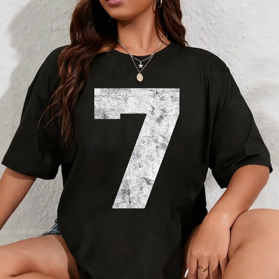 100% Cotton Vintage Lucky Number 7 Birthday Sports Player Team Athlete T-Shirt