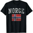thumbnail image 1 of 100% Cotton Vintage Norge Flag T-Shirt Norway Norwegian Vintage Faded T-Shirt, 1 of 4