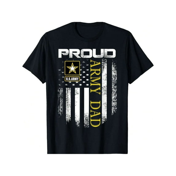 100% Cotton Vintage Proud Army Dad With American Flag Gift T-Shirt