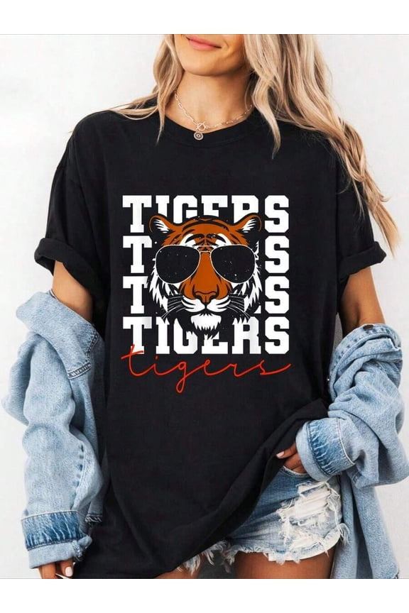 100% Cotton Vintage Tigers Inspirational Athletic Name Design Gift T-Shirt Summer Tees Women
