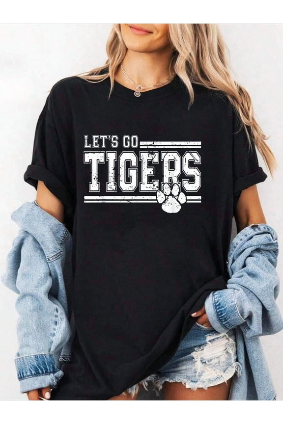 100% Cotton Vintage Tigers School Sports Name Retro For Men Women T-Shirt Summer Tees Women