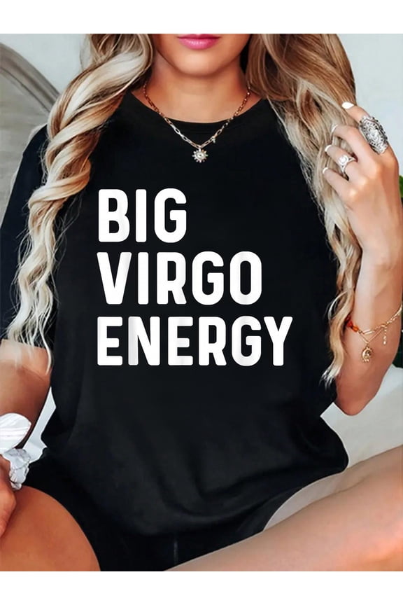 100% Cotton Virgo Shirt Women Big Virgo Energy Astrology Zodiac Sign T-Shirt Women's Graphic Tee Casual Tops