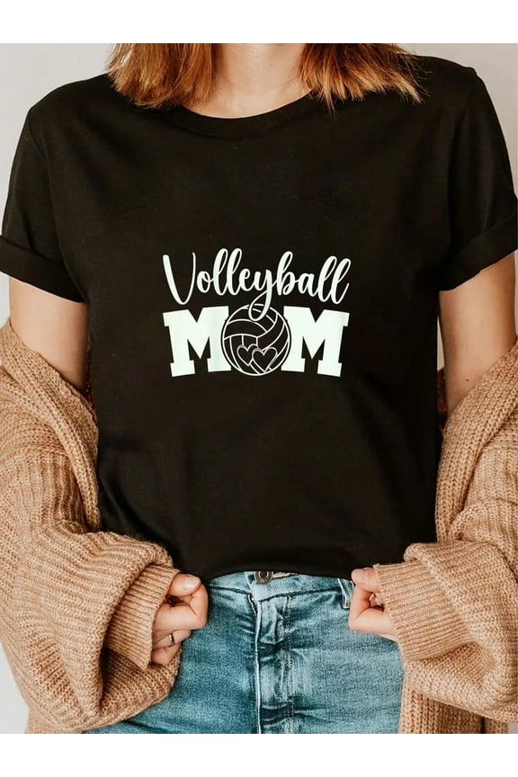 100% Cotton Volleyball Mom Cute Mom Life Volleyball Practice Cheer Mom T-Shirt