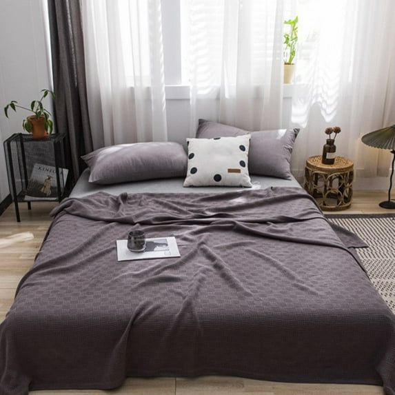 100% Cotton Waffle Weave Cooling Blanket Queen Size, Lightweight Washed Cotton Blanket for Spring & Summer - 80"x 60" Soft Woven and Breathable Blanket for Bed Sofa Home Decor