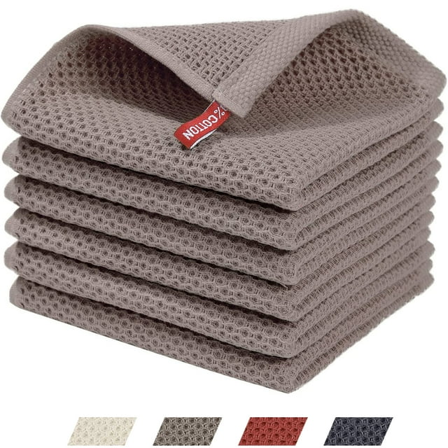 100 Cotton Waffle Weave Kitchen Dish Cloths, Ultra Soft Absorbent