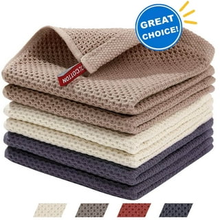 ANEWAY Kitchen Hand Towels 100% Cotton Waffle Weave Dish Towel for Cleaning  Drying - Extra Absorbent and Soft - 13 x 28 inch (Beige+Dark Grey+Brown-6
