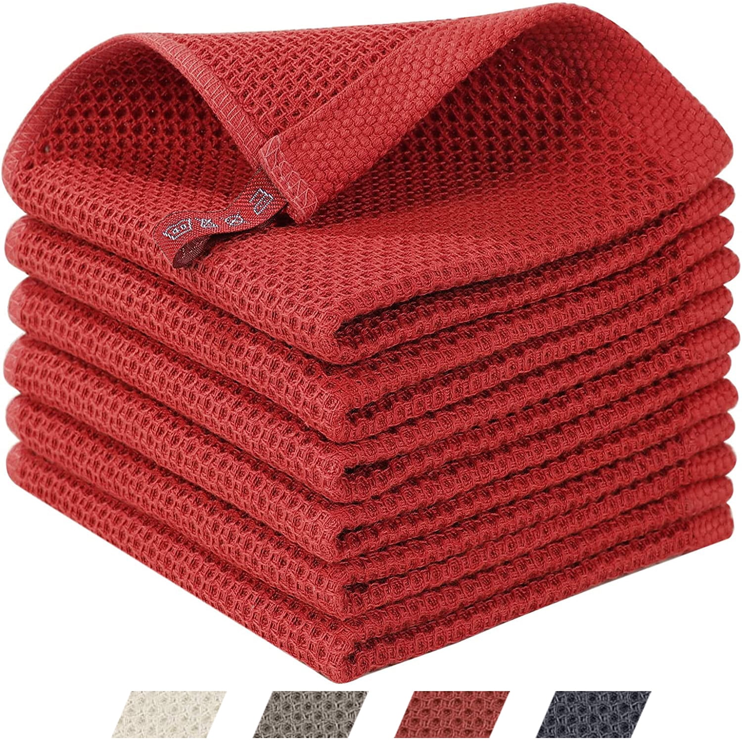 100 Cotton Waffle Weave Kitchen Dish Cloths, Ultra Soft Absorbent Quick Drying Dish Towels