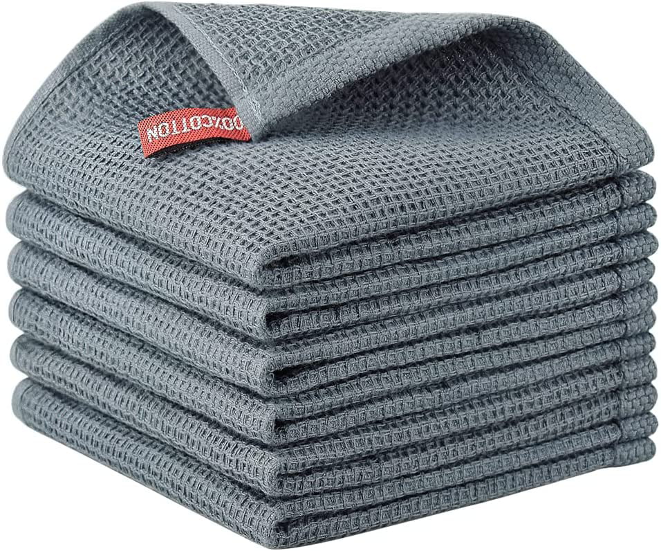 T-fal Coordinating Flat Waffle Weave Dish Cloth Set, 94854 - Gray - 100%  Pure Cotton - 8 Pack - 12 in. x 13 in.